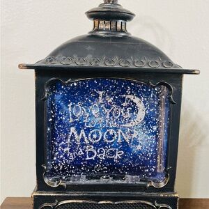 Decorative Lantern with Blue and Black Finish. I love you to the moon and back